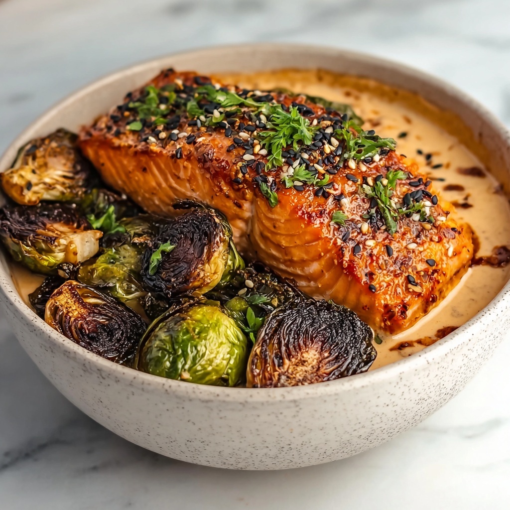 Teriyaki Salmon Bowls with Crispy Brussels Sprouts Recipe - Recipe Image