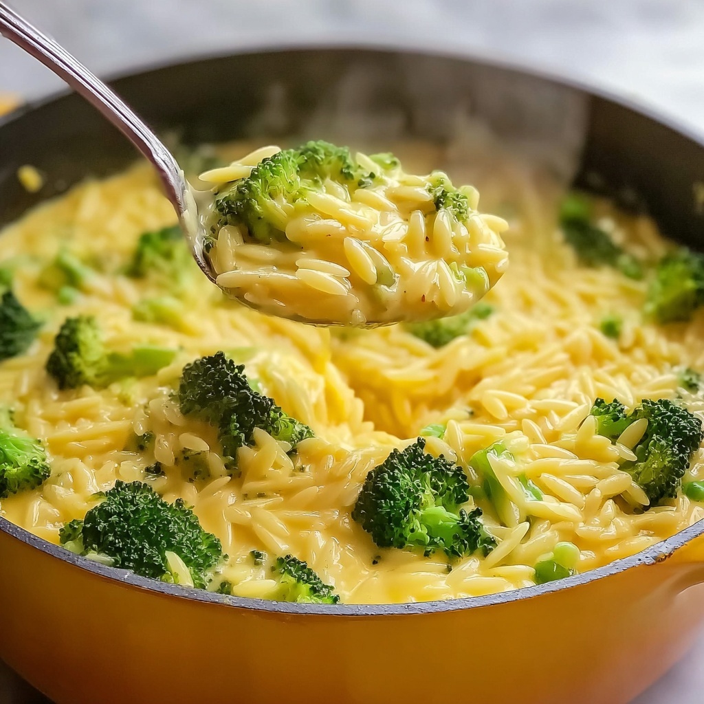 One Pot Broccoli Cheese Orzo Recipe - Recipe Image