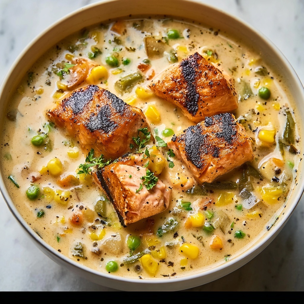 Creamy Blackened Salmon Chowder Recipe - Recipe Image