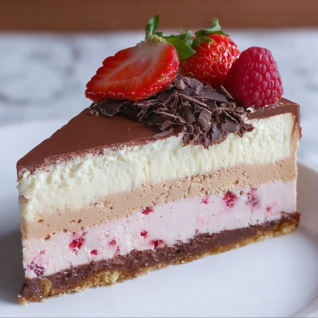Neapolitan Cheesecake Cake Recipe - Recipe Image