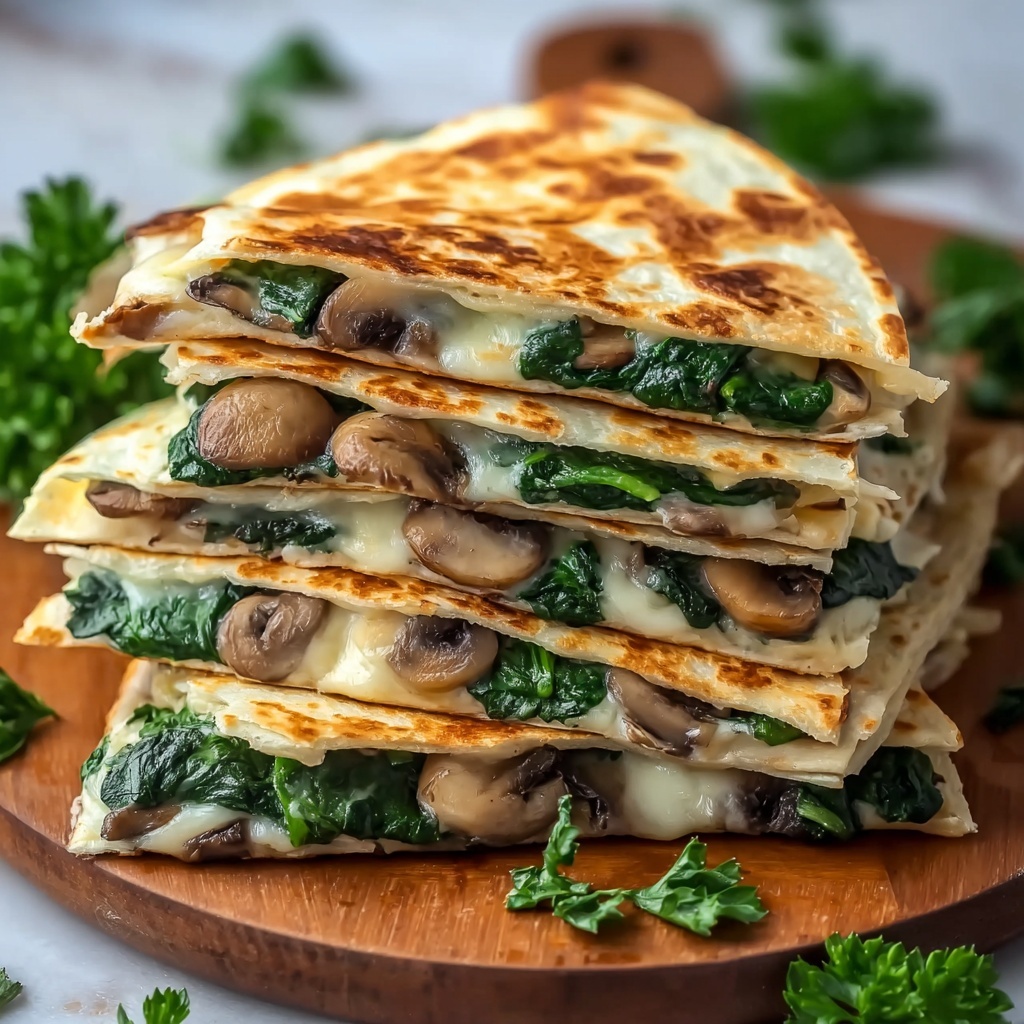 Baked Spinach Mushroom Quesadillas Recipe - Recipe Image