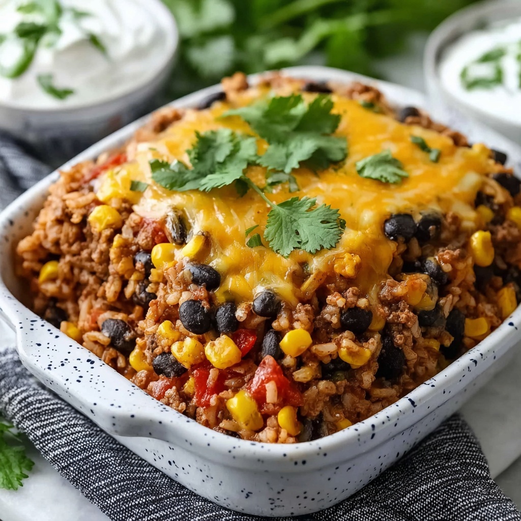 Beef Enchilada Casserole with Rice Recipe - Recipe Image