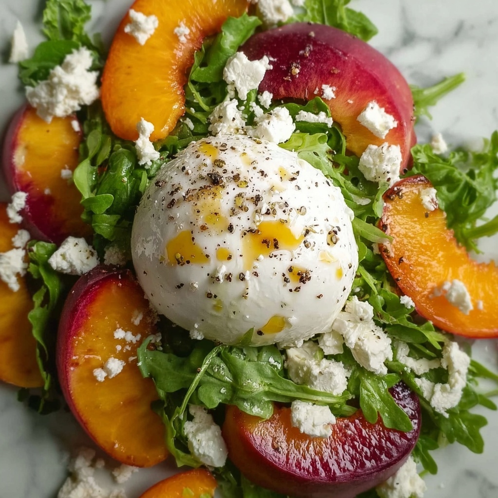 Peach Burrata Salad with Toasted Pecans and Balsamic Glaze Recipe - Recipe Image