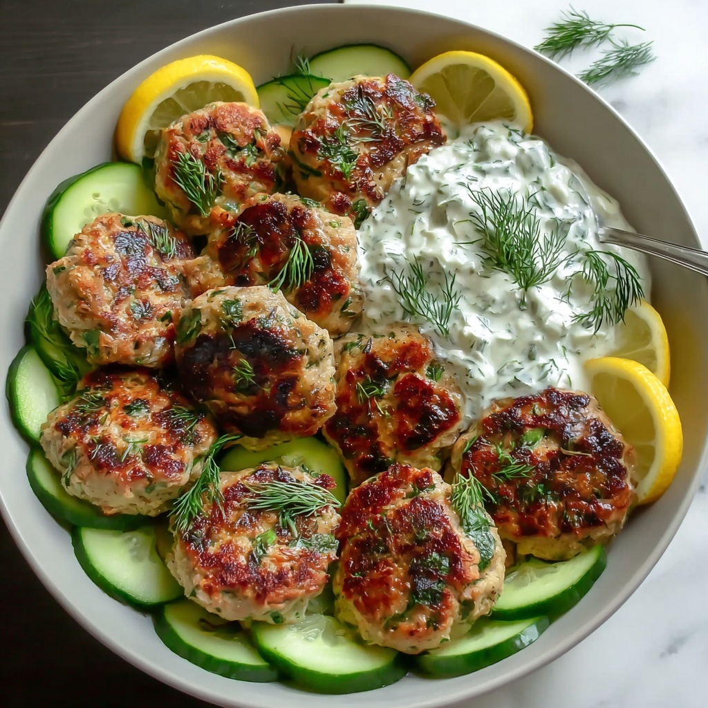 Greek Chicken Meatballs with Homemade Tzatziki Sauce Recipe - Recipe Image