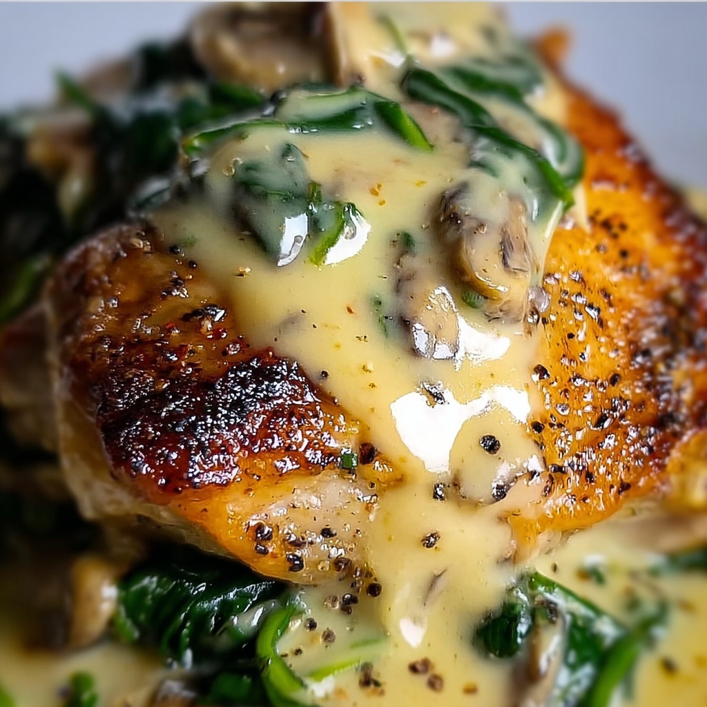 Smothered Chicken with Creamed Spinach Recipe - Recipe Image
