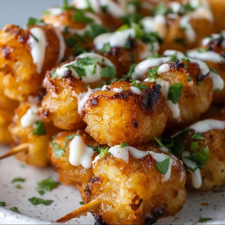 Loaded Tater Tot Skewers with Cheddar, Bacon, and Green Onions Recipe
