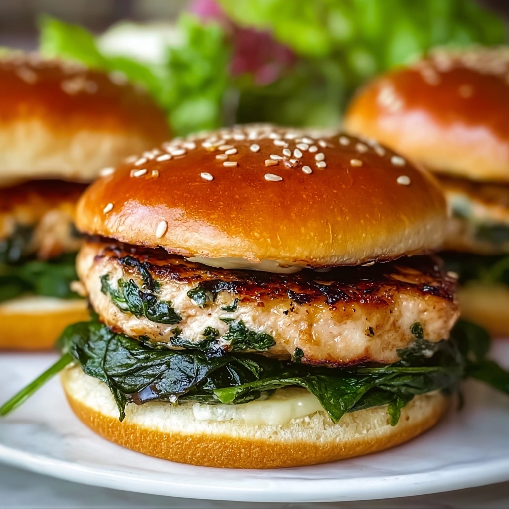 White Cheddar and Spinach Chicken Burgers Recipe - Recipe Image