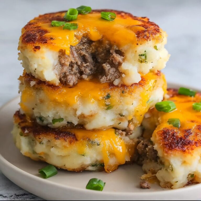 Cheesy Beef Stuffed Potato Cakes Recipe