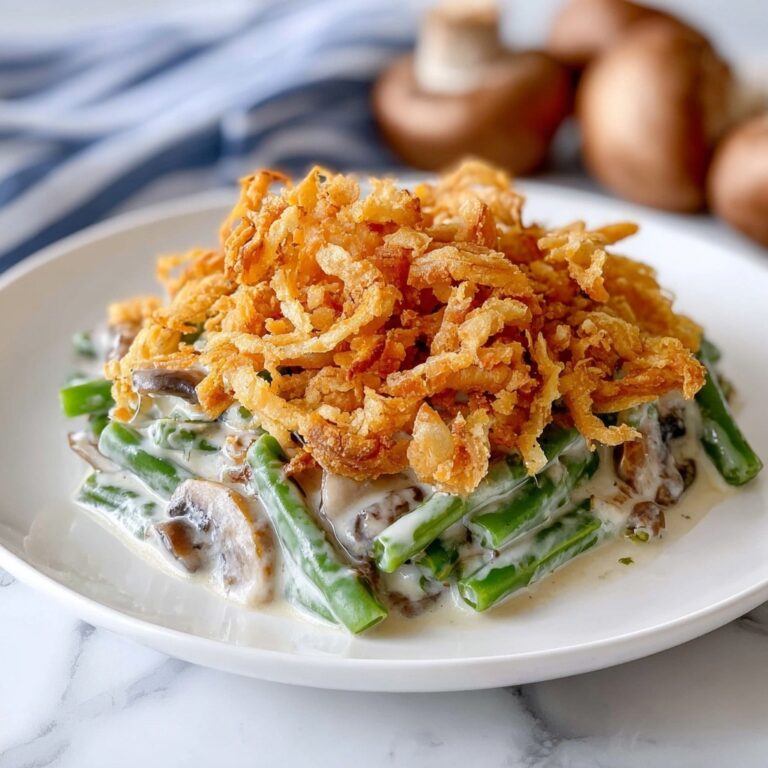 Green Bean Casserole with Creamy Mushroom Sauce and Crispy Onions Recipe