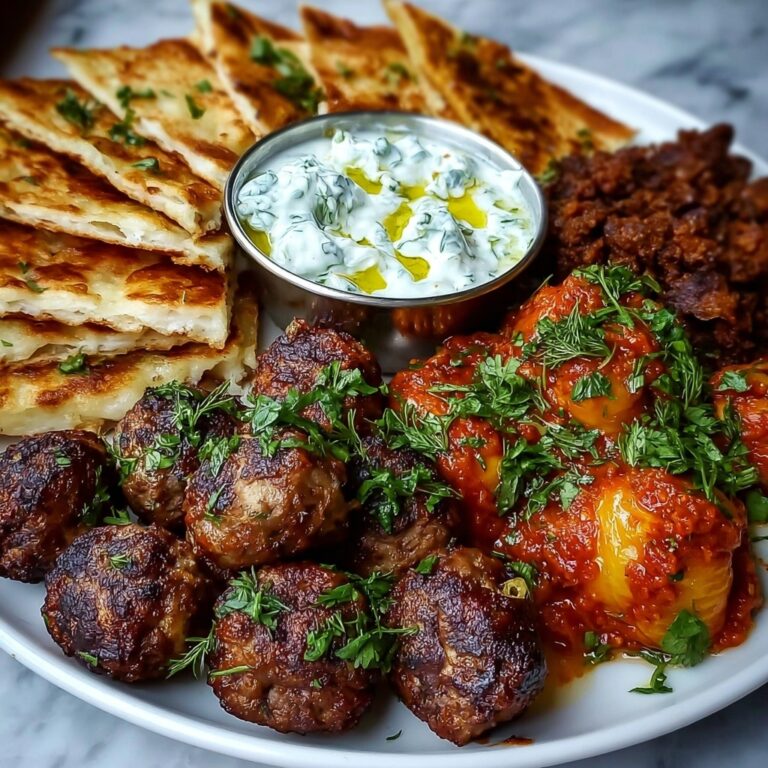Greek Platter: Spicy Feta Wedges, Lamb Meatballs, Tzatziki, and Toasted Pitta Recipe