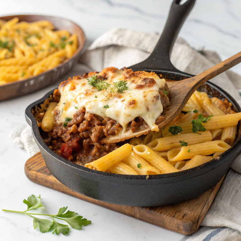 Cheesy Ground Beef Pasta Skillet Recipe