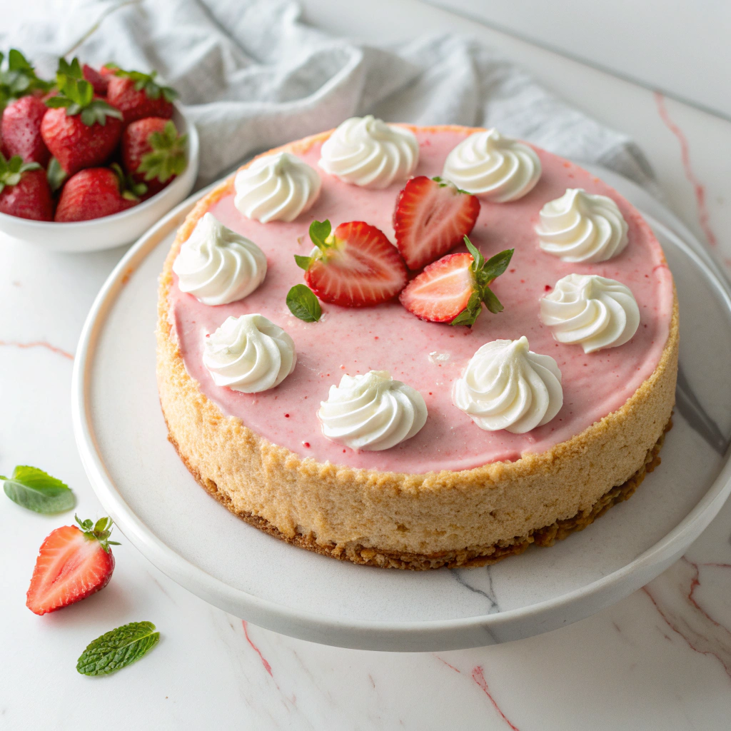 No Bake Strawberry Cheesecake Recipe - Recipe Image