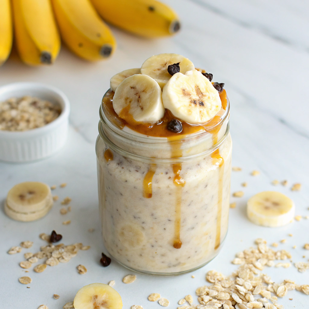 Peanut Butter & Banana Overnight Oats Recipe - Recipe Image