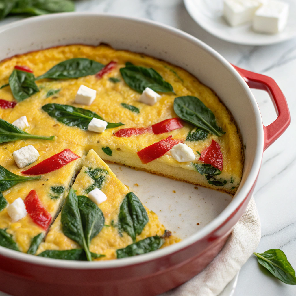 Red Pepper, Spinach, and Goat Cheese Frittata Recipe - Recipe Image