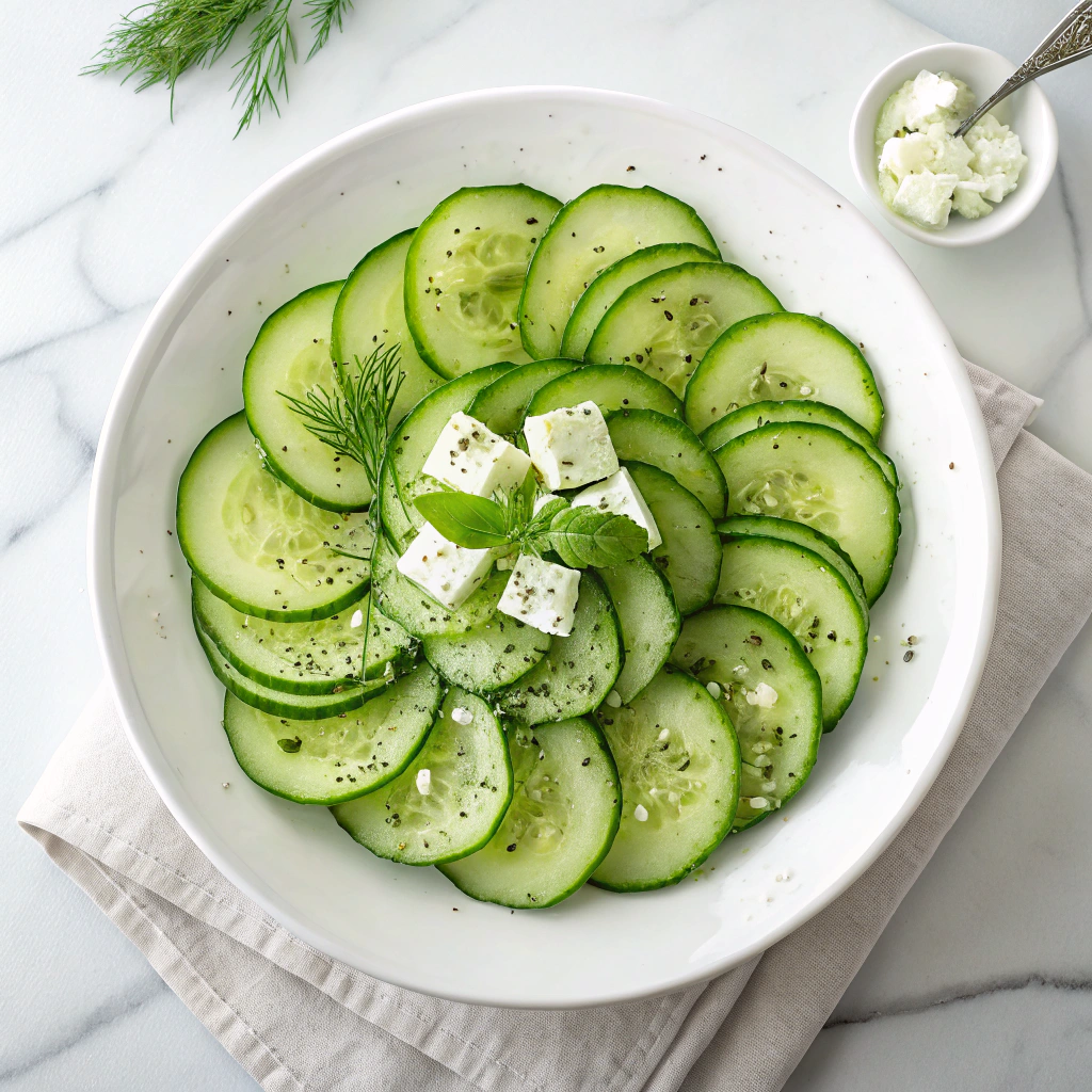 Cucumber Feta Salad: Crisp, Creamy & Bursting with Mediterranean Flavor Recipe - Recipe Image