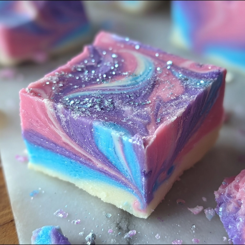 Galaxy Swirl Cotton Candy Fudge Recipe - Recipe Image