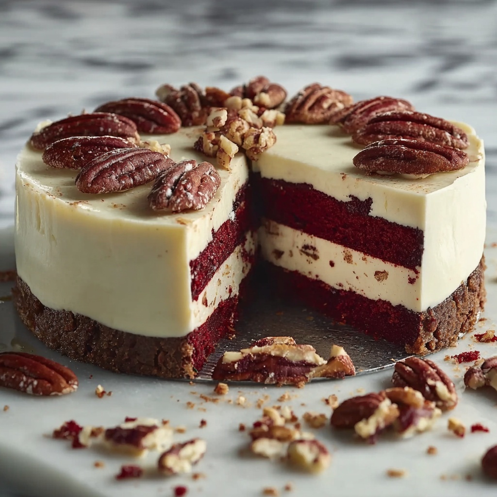 Butter Pecan Red Velvet Cheesecake Recipe - Recipe Image