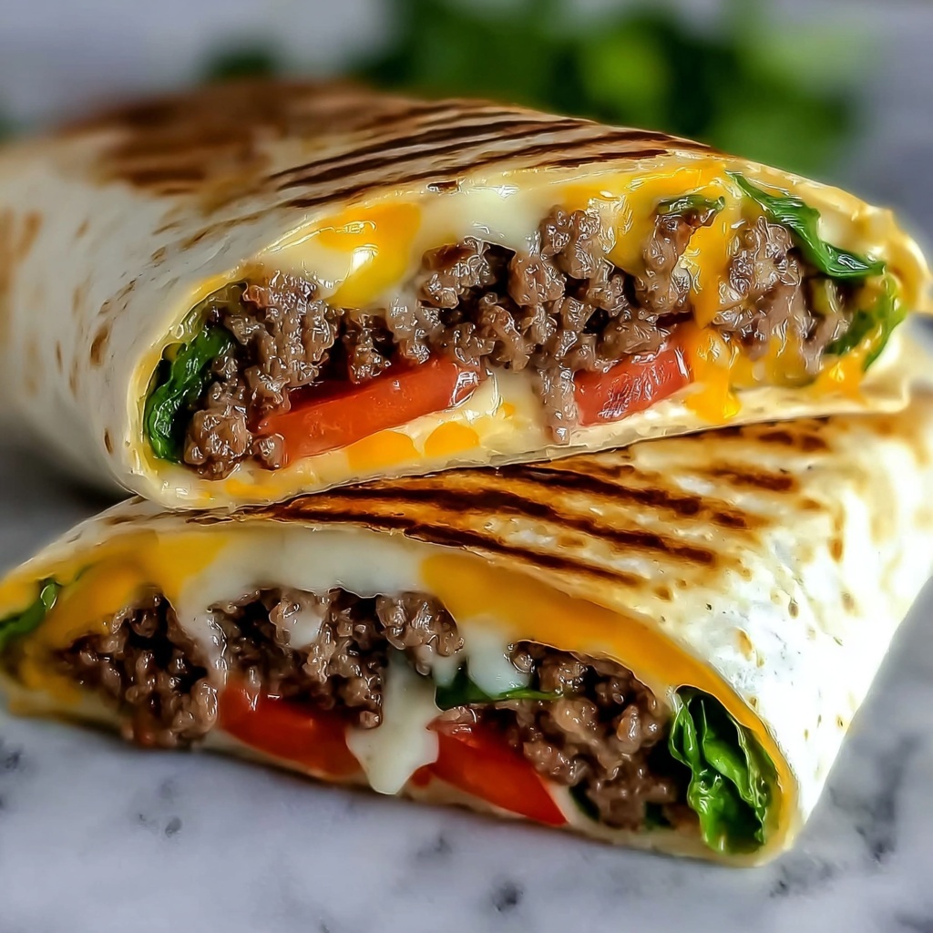 Grilled Cheeseburger Wraps Recipe - Recipe Image