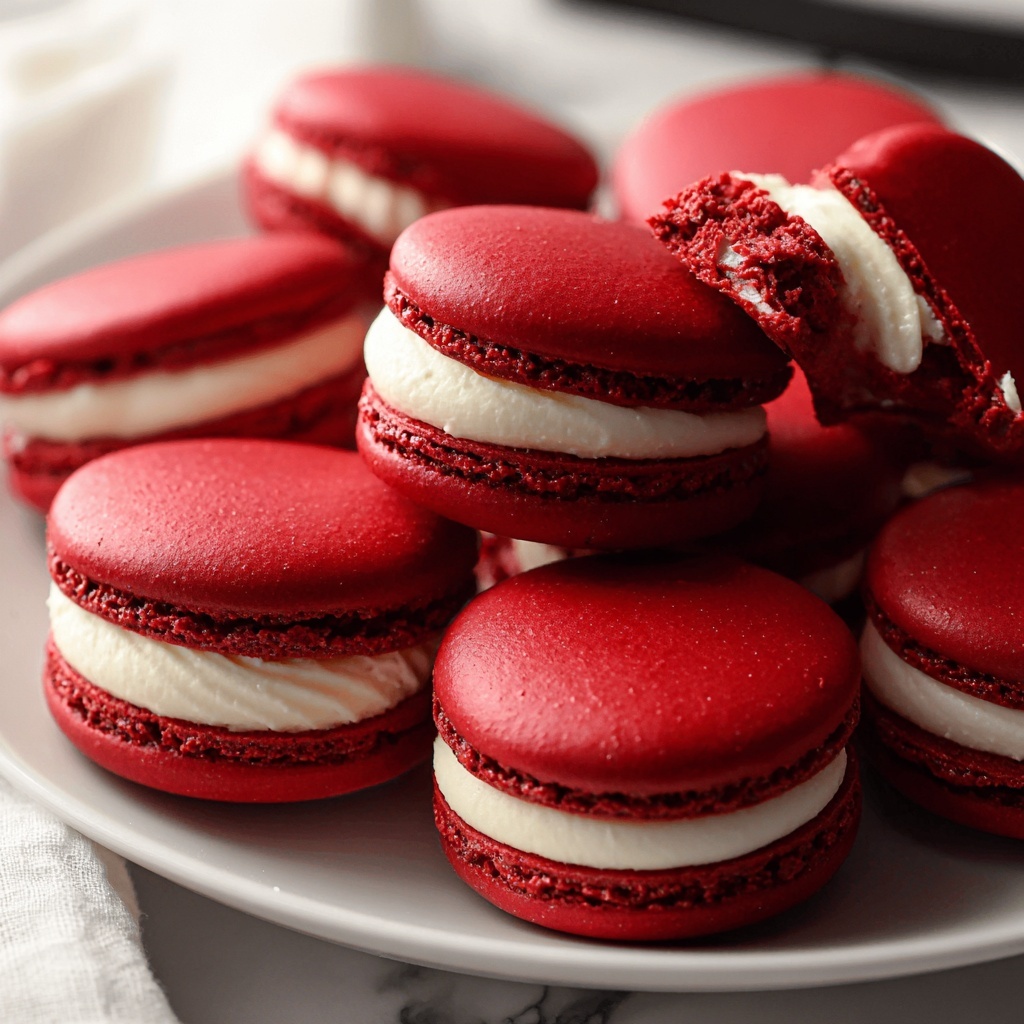 Red Velvet Macarons with Mascarpone Filling Recipe - Recipe Image