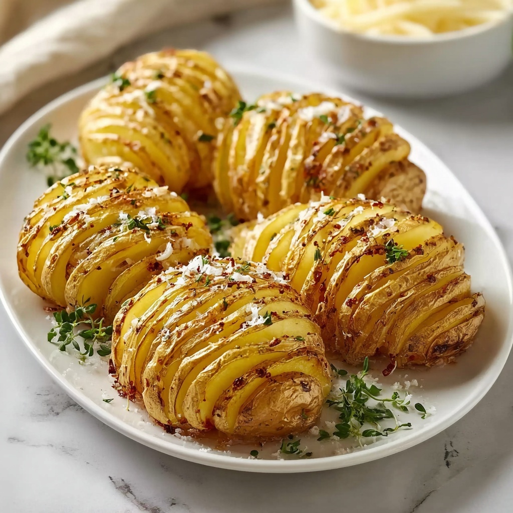 Hasselback Potatoes with Garlic, Herbs, and Parmesan Recipe - Recipe Image