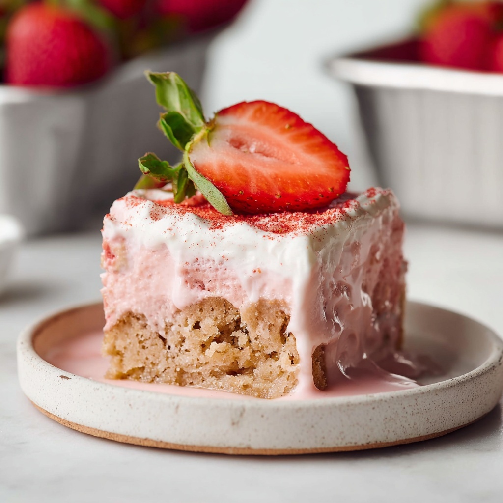 Strawberry Tres Leches (Eggless & Dairy-Free) Recipe - Recipe Image