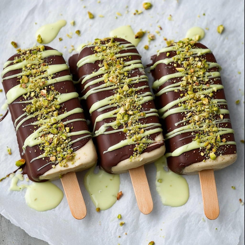 Vegan Dubai Pistachio Chocolate Ice Cream Bars Recipe - Recipe Image