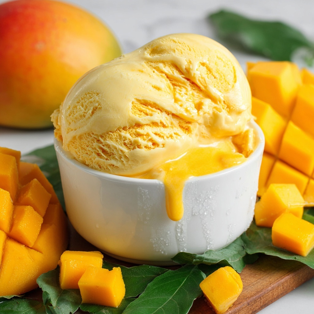 Vegan Mango Ice Cream (No Churn, 3 Ingredients) Recipe - Recipe Image