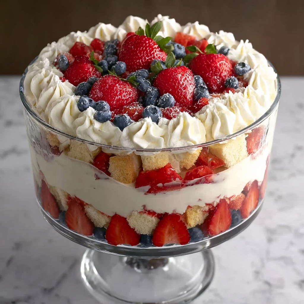 Patriotic Strawberry Blueberry Cheesecake Trifle Recipe - Recipe Image