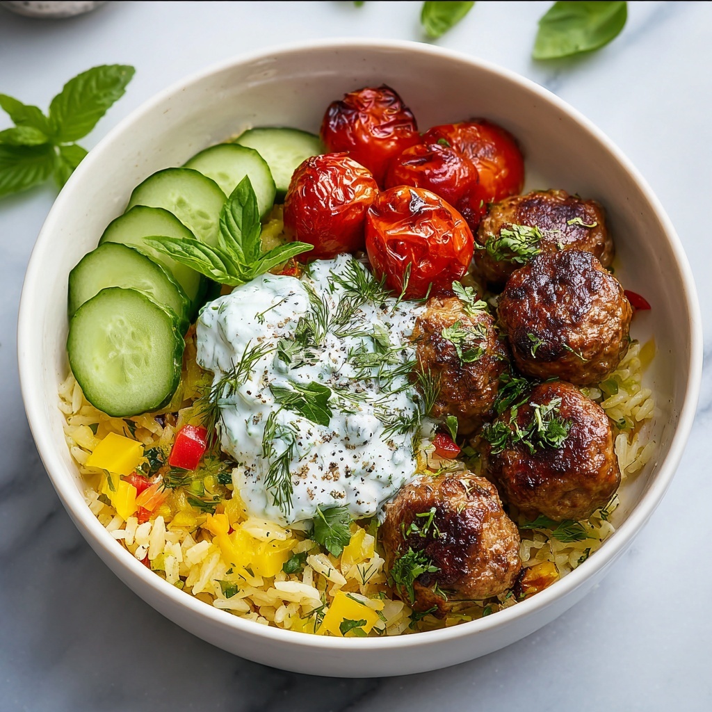 Mediterranean Bowl with Ground Turkey Meatballs Recipe - Recipe Image