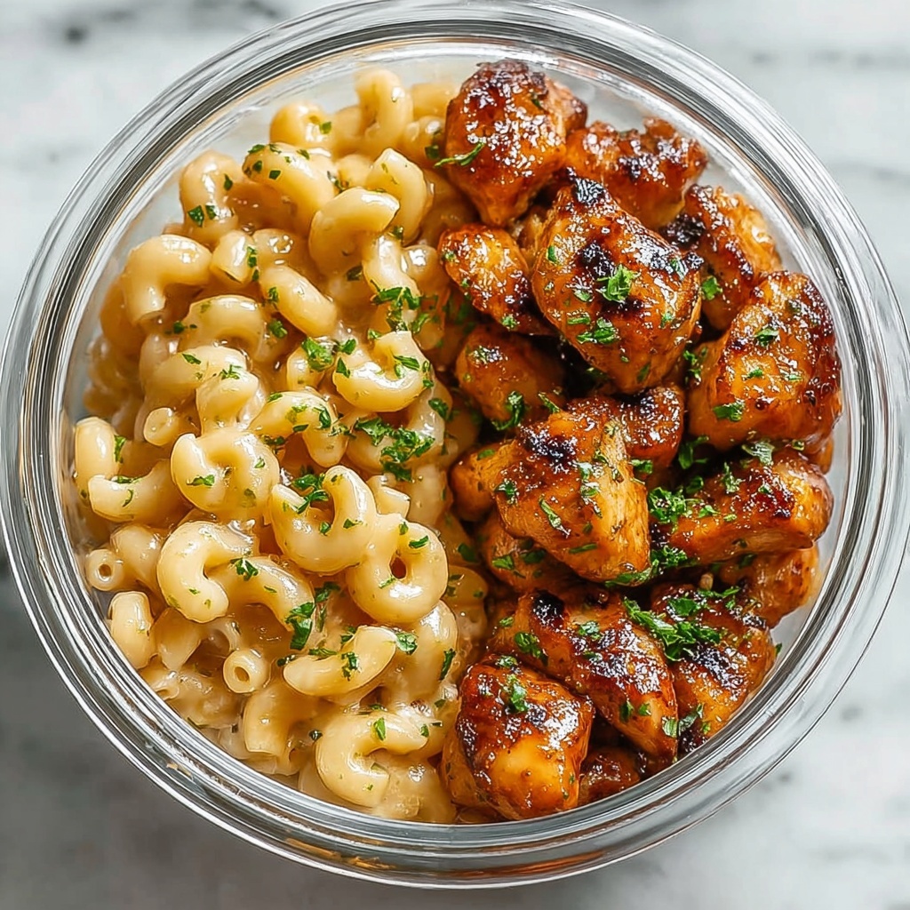 High Protein Honey Garlic Butter Chicken with Mac & Cheese Recipe - Recipe Image