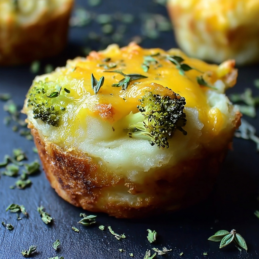 Broccoli Cheddar Smashed Potato Cups Recipe - Recipe Image