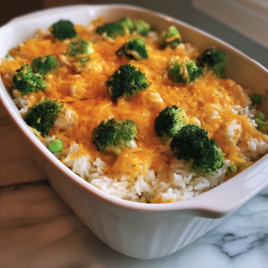 Easy Cheesy Chicken Broccoli Rice Casserole Recipe - Recipe Image