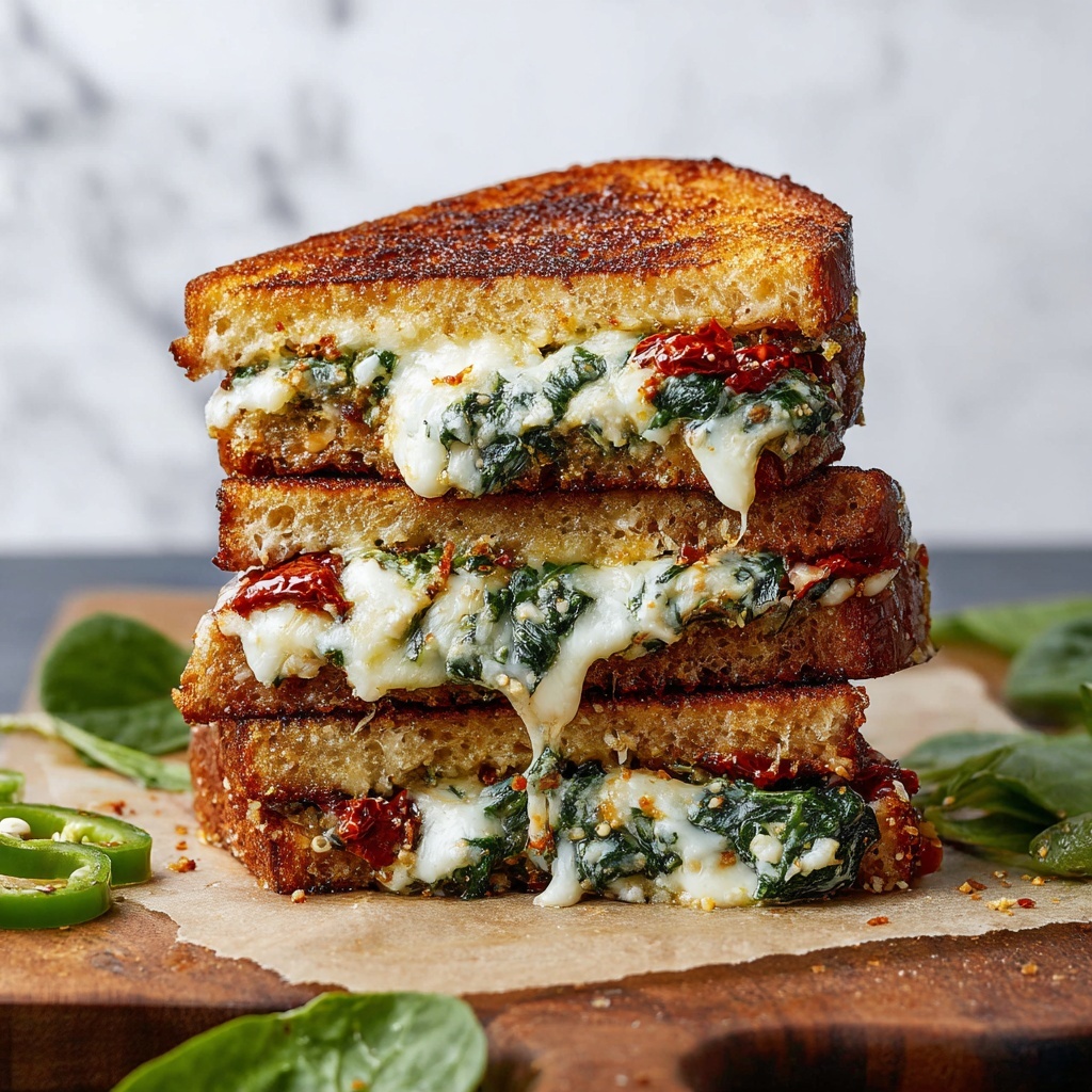 Feta Spinach Grilled Cheese Sandwich Recipe - Recipe Image