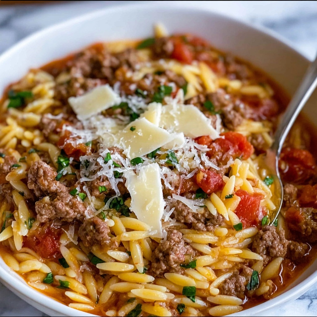 Manestra: Greek-Style Orzo with Ground Beef Recipe - Recipe Image