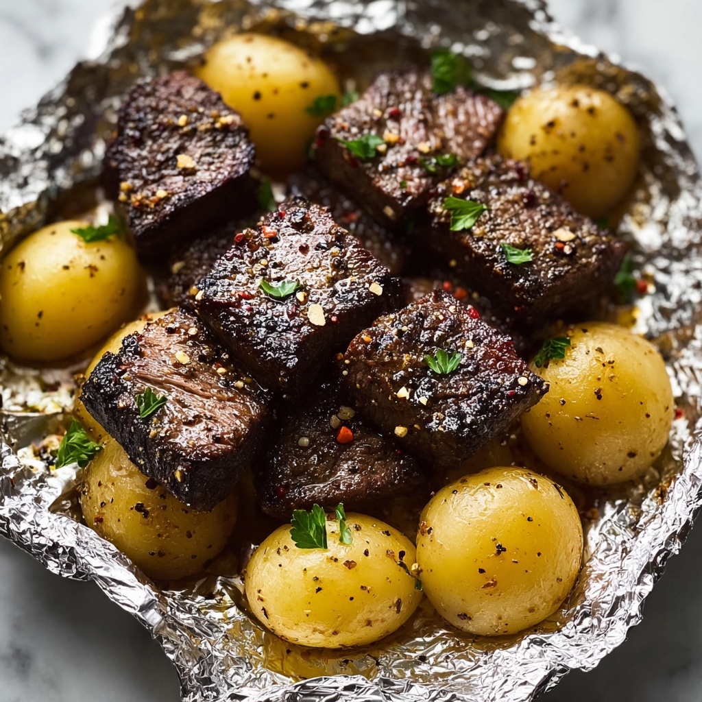Garlic Steak and Potato Foil Packs Recipe - Recipe Image