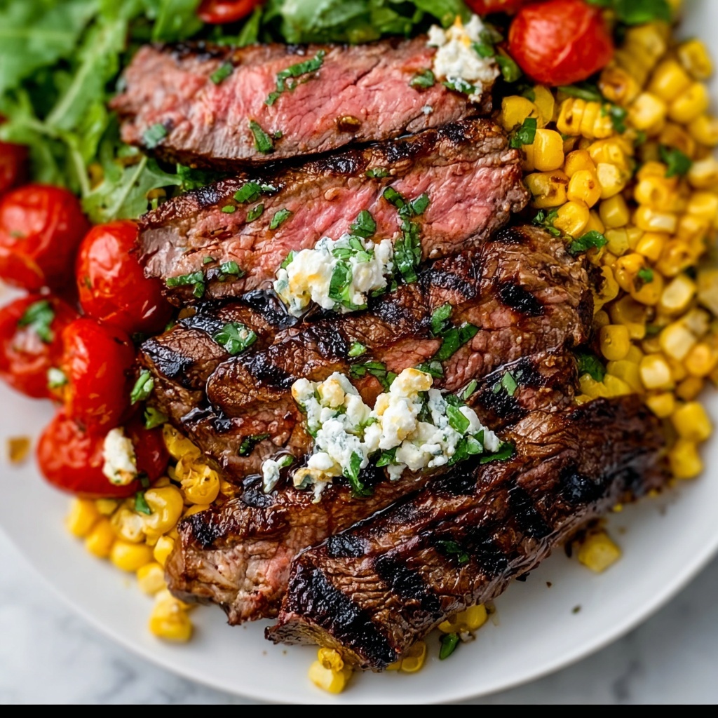 Balsamic Steak Gorgonzola Salad with Grilled Corn Recipe - Recipe Image