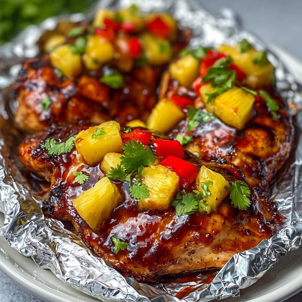Hawaiian BBQ Chicken Pineapple Foil Packets Recipe - Recipe Image