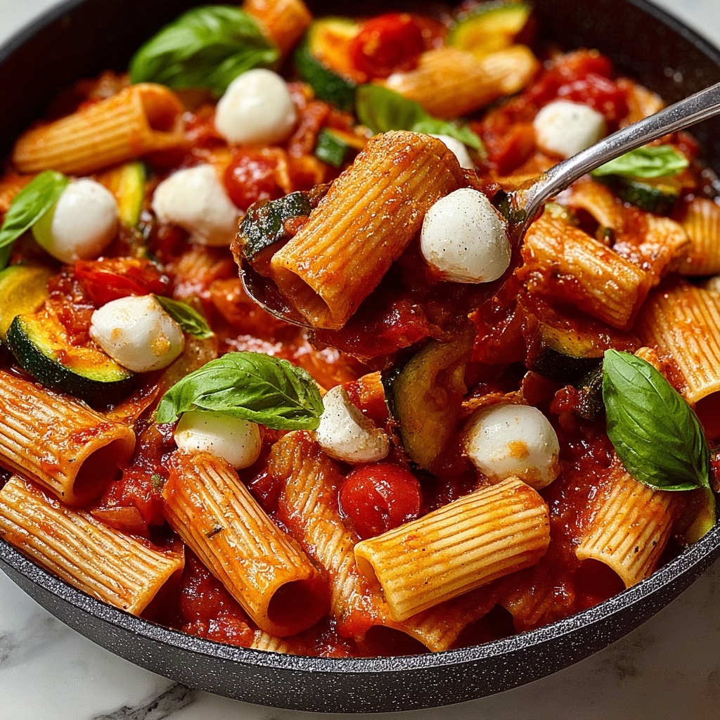 Rigatoni with Sausage, Cherry Tomatoes, and Zucchini Recipe - Recipe Image