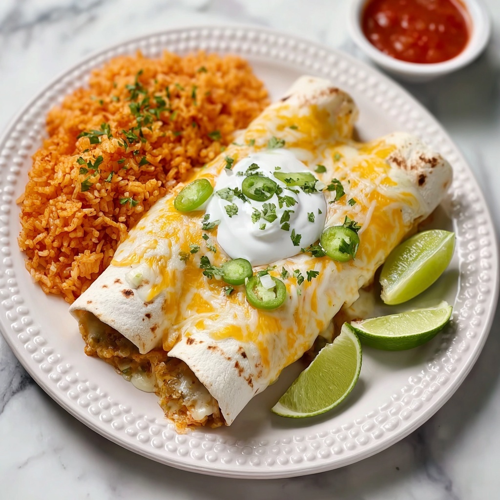 Smothered Green Chile Chicken Burritos Recipe - Recipe Image