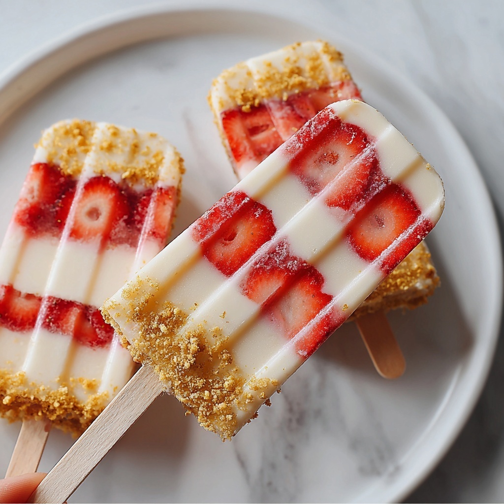 Strawberry Swirl Cheesecake Ice Pops Recipe - Recipe Image