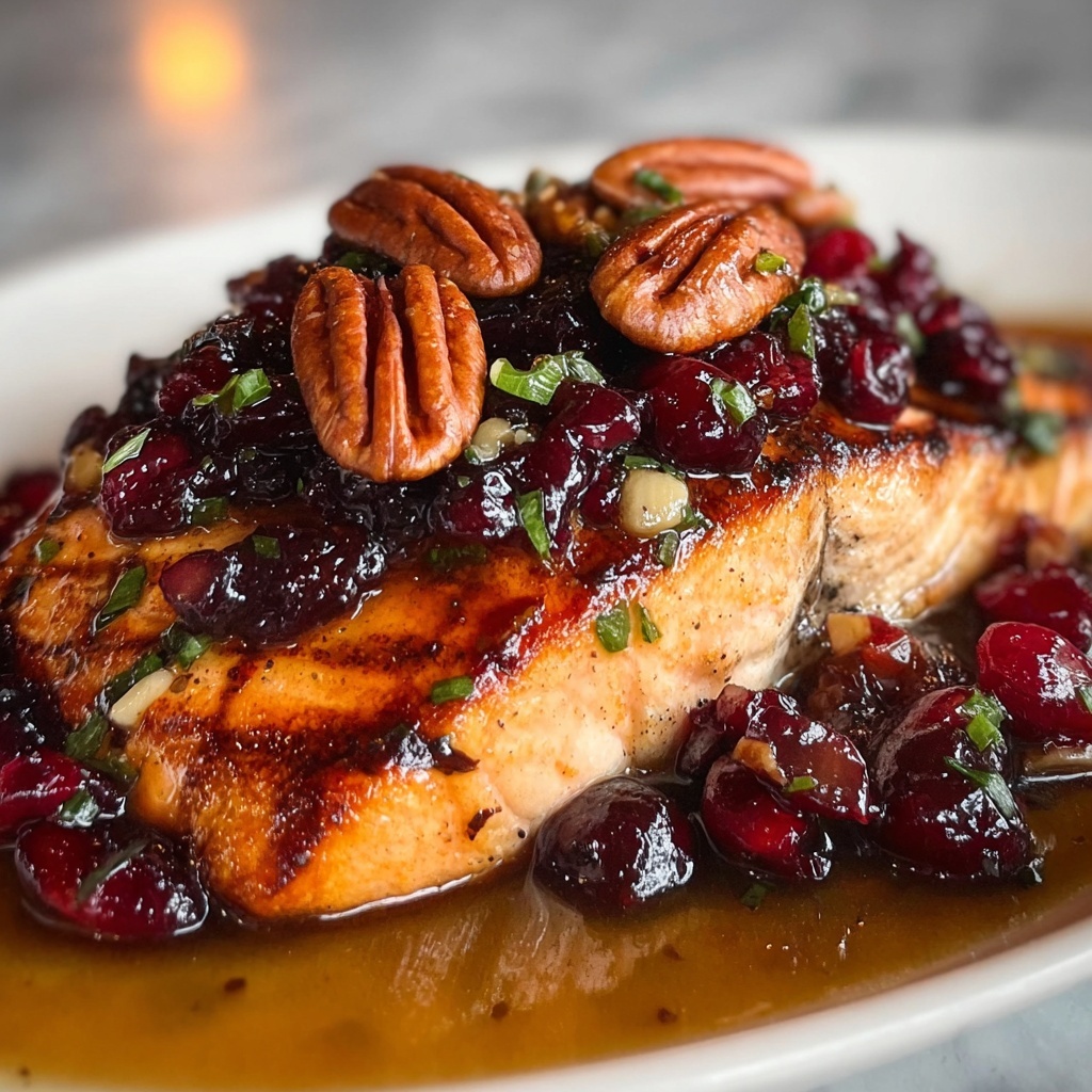 Baked Salmon with Cranberry Salsa and Pecans Recipe - Recipe Image