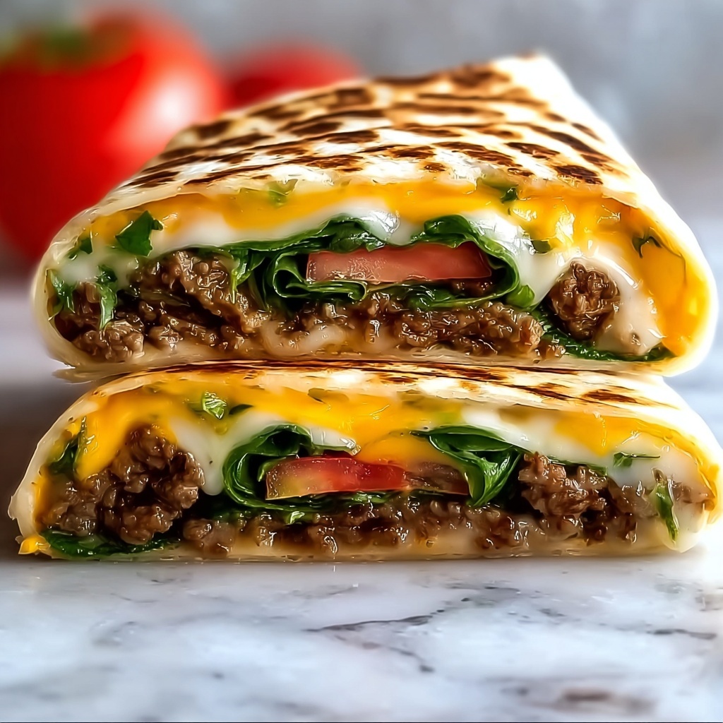 Grilled Cheeseburger Wraps Recipe - Recipe Image