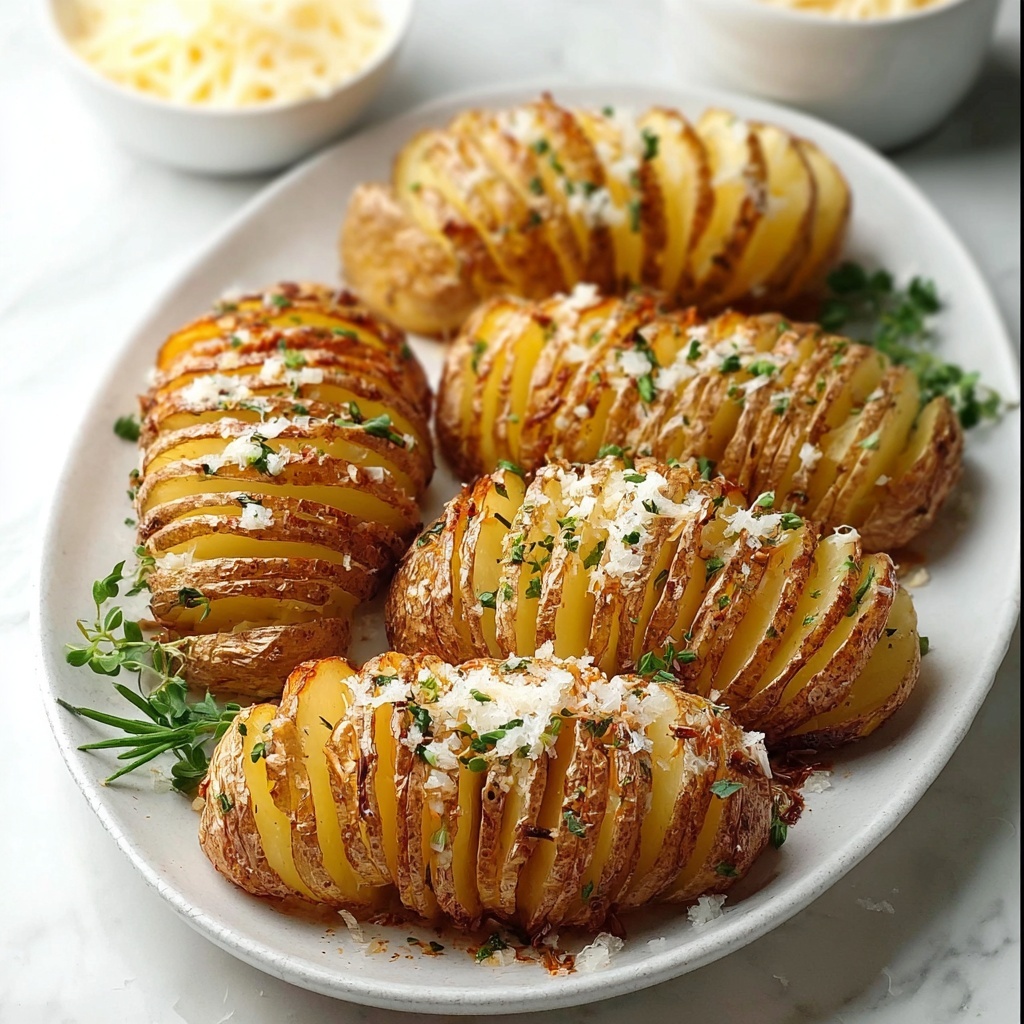 Hasselback Potatoes with Garlic, Herbs, and Parmesan Recipe - Recipe Image