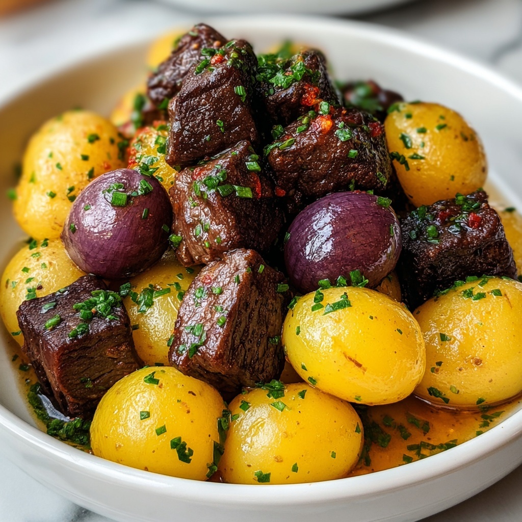 Crockpot Garlic Butter Beef Bites with Potatoes Recipe - Recipe Image