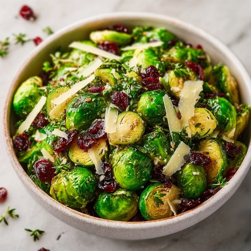 Brussels Sprout Salad with Cranberries and Parmesan Recipe - Recipe Image