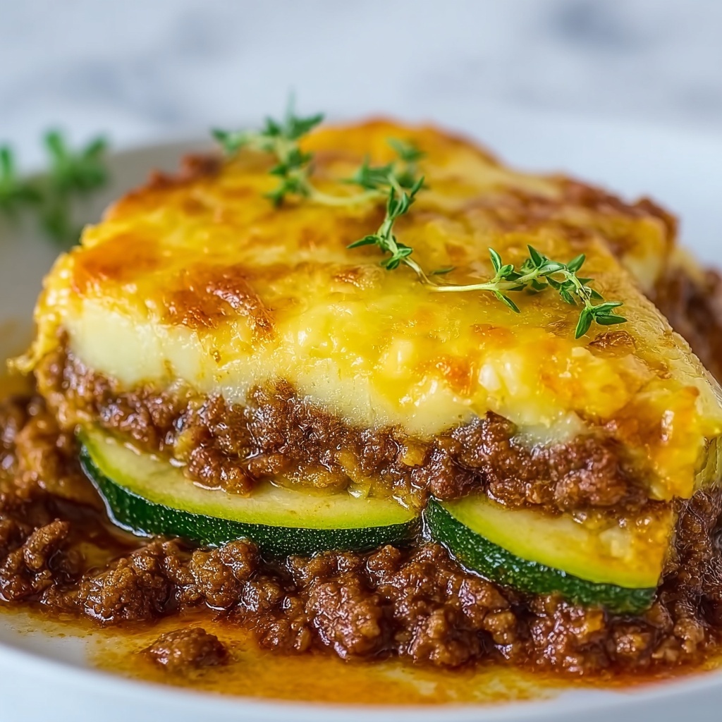 Cheesy Beef & Zucchini Casserole Recipe - Recipe Image