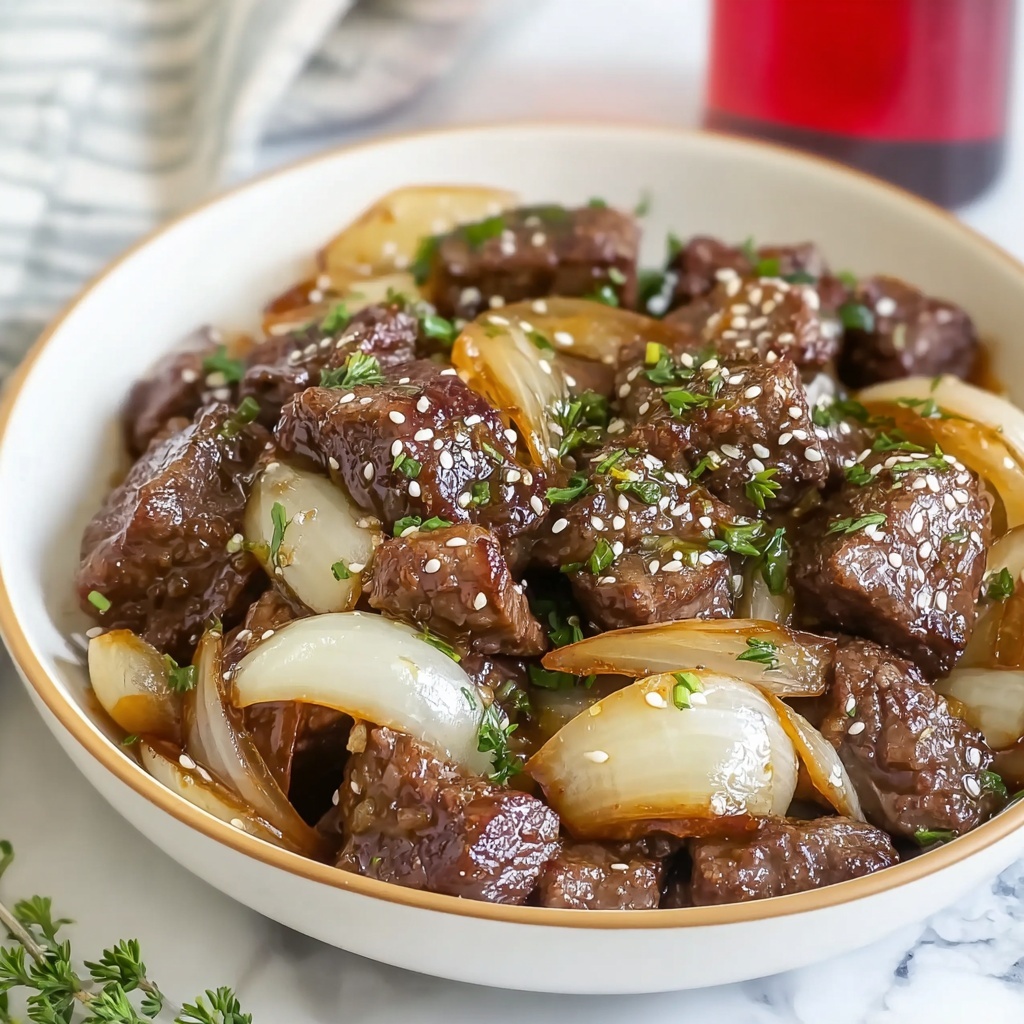 French Onion and Beef Skillet Dinner with Potatoes and Brussels Sprouts Recipe - Recipe Image