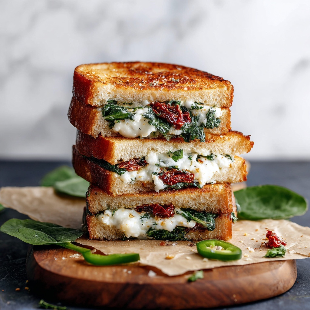Feta Spinach Grilled Cheese Sandwich Recipe - Recipe Image