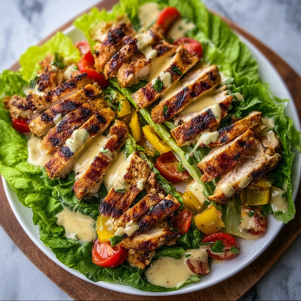 Grilled Romaine Caesar Salad with Chicken and Pancetta Recipe - Recipe Image