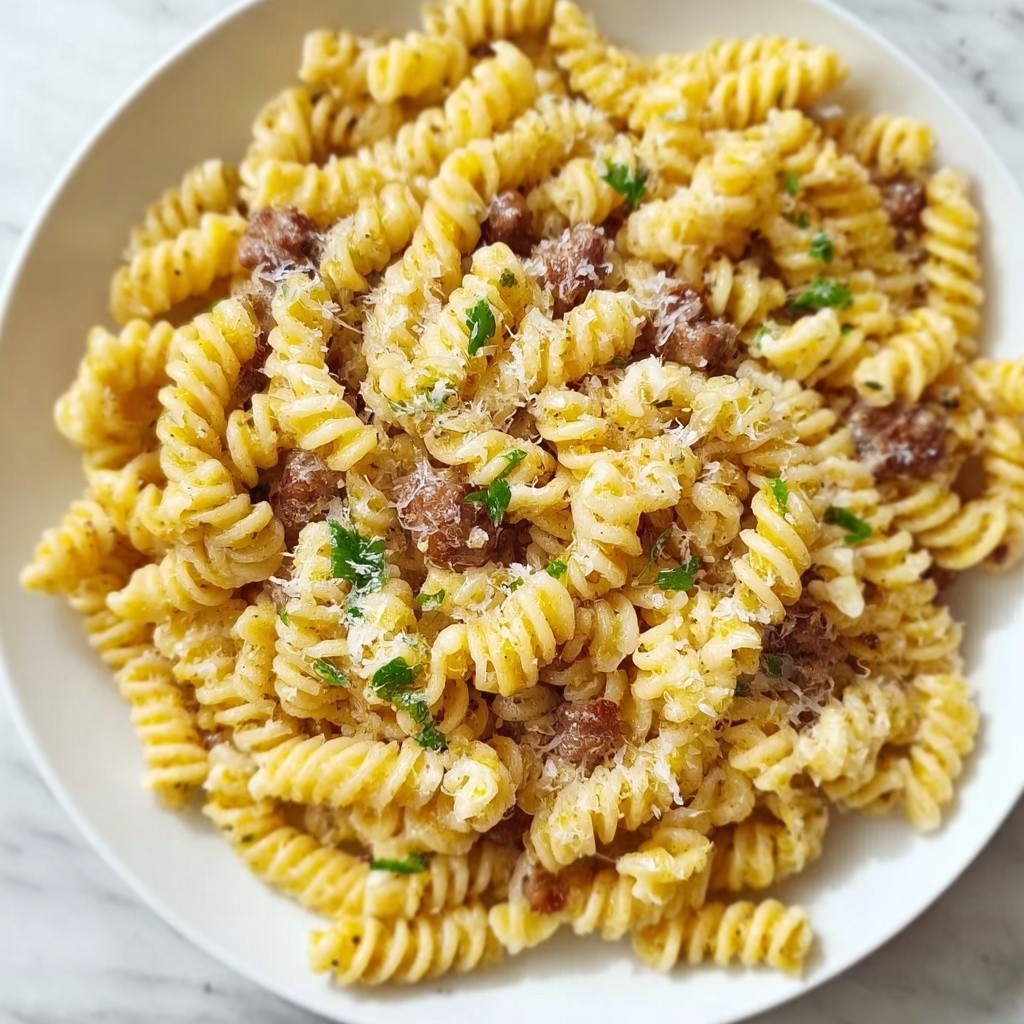 Gramigna Pasta with Sausage and Sage in Parmesan Broth Recipe - Recipe Image